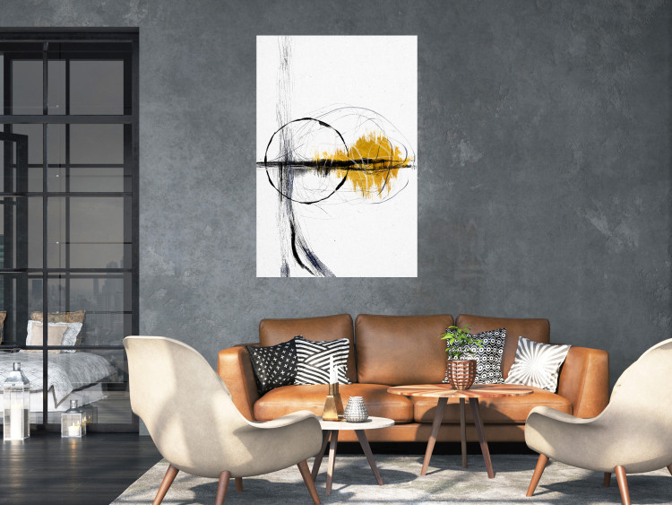 Poster Golden Sunrise - artistic black lines and patterns in an abstract style 131834 additionalImage 4