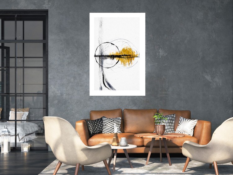 Poster Golden Sunrise - artistic black lines and patterns in an abstract style 131834 additionalImage 3