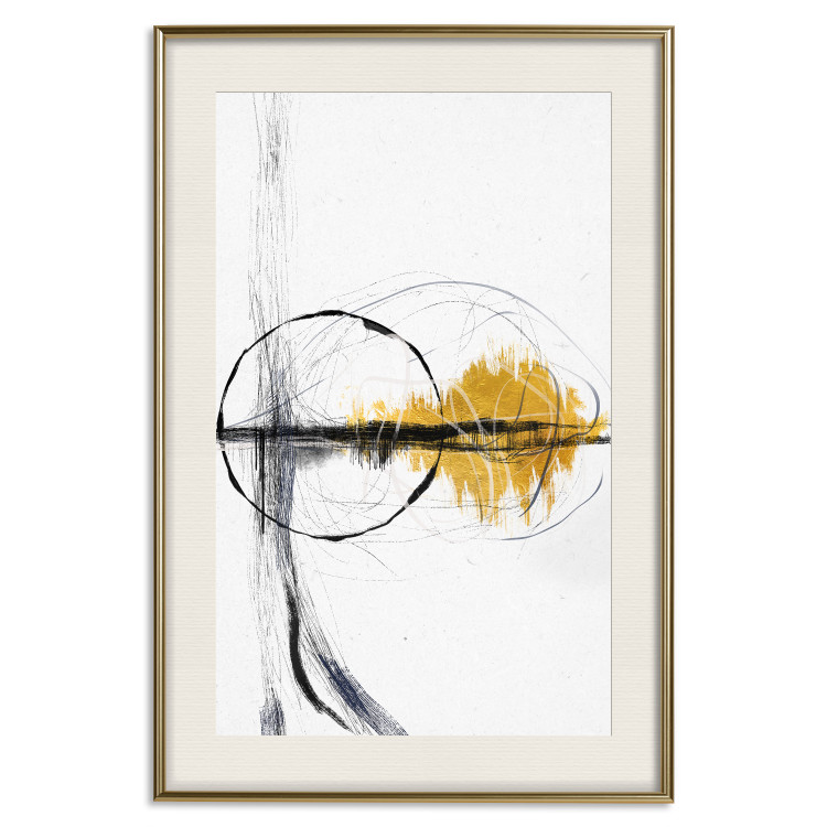Poster Golden Sunrise - artistic black lines and patterns in an abstract style 131834 additionalImage 27