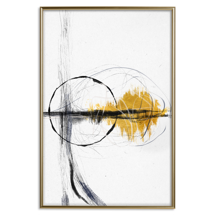 Poster Golden Sunrise - artistic black lines and patterns in an abstract style 131834 additionalImage 15
