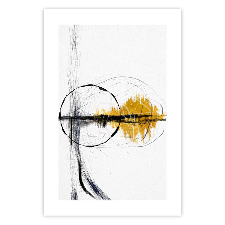 Poster Golden Sunrise - artistic black lines and patterns in an abstract style 131834 additionalImage 16