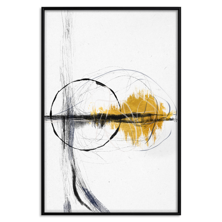 Poster Golden Sunrise - artistic black lines and patterns in an abstract style 131834 additionalImage 14