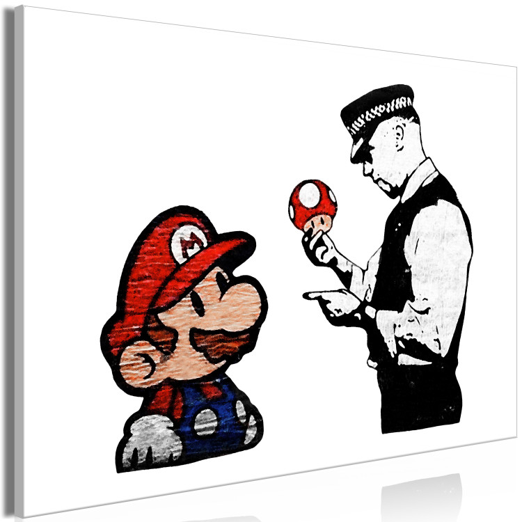 Canvas Print Mario and a Police Officer - graphic inspired by Banksy's street art 132434 additionalImage 2