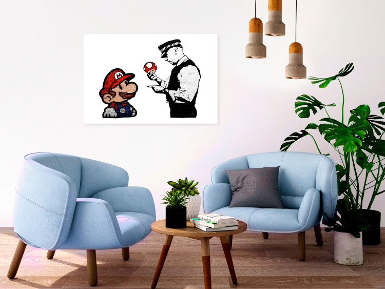 Canvas Print Mario and a Police Officer - graphic inspired by Banksy's street art 132434 additionalImage 3