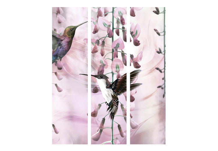 Room Divider Flying hummingbirds (pink) (3-piece) - colorful birds among flowers 132634 additionalImage 3