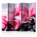Room Divider Screen Orchid Flowers and Zen Stones II (5-piece) - floral composition 132734