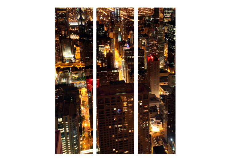 Room Divider City at Night - Chicago (3-piece) - urban architecture after dark 133134 additionalImage 3