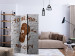 Room Divider Screen TO BE HIP (3-piece) - figure and brown letters on a white brick background 133234 additionalThumb 4