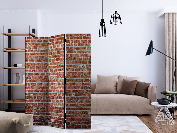 Room Separator Red Rock (3-piece) - simple composition with brick texture 133534 additionalImage 4