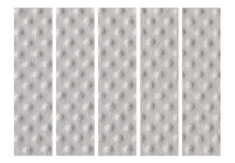 Folding Screen White Teddy Bear II - rough texture of gray toilet paper 133634 additionalImage 3