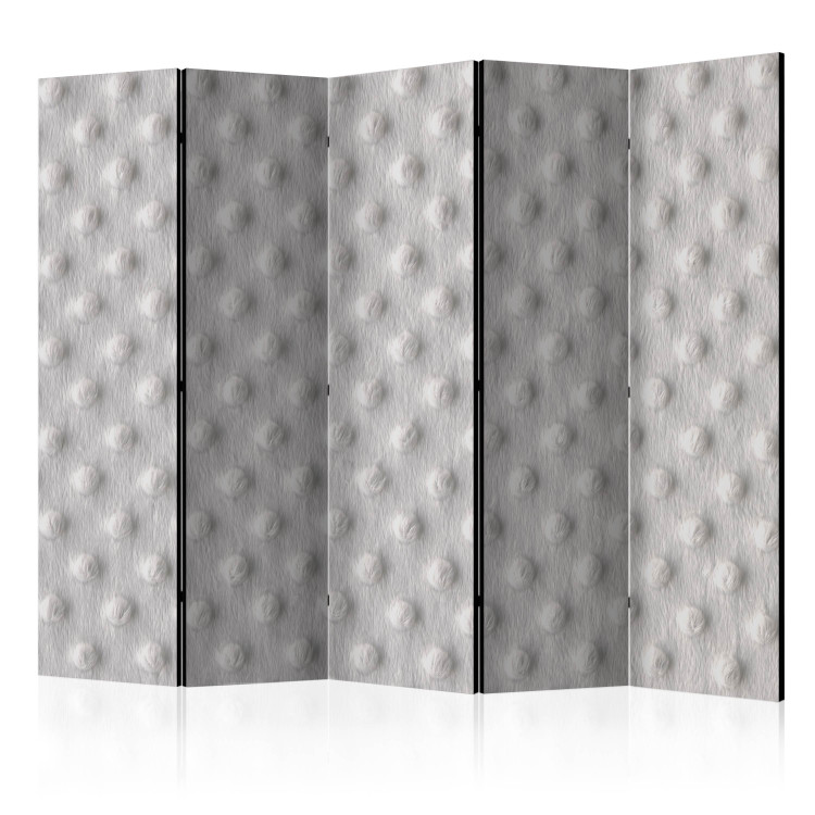 Folding Screen White Teddy Bear II - rough texture of gray toilet paper 133634