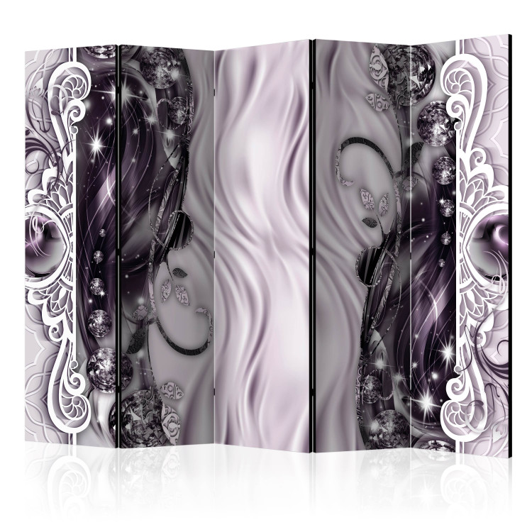 Room Divider Screen Clasps (Pink) II - abstract purple waves amid diamonds 133734