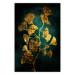 Poster Radiant Glow - abstract golden plant on green texture 135034