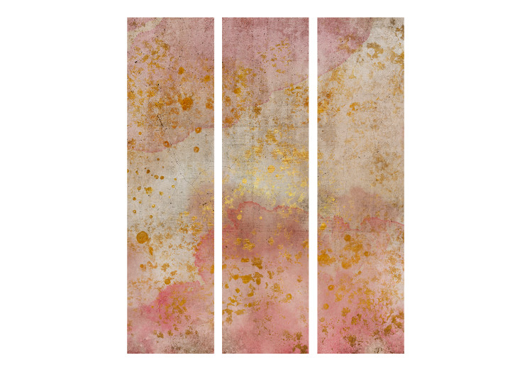 Room Divider Golden Bubbles (3-piece) - Watercolor abstraction on concrete background 136134 additionalImage 3