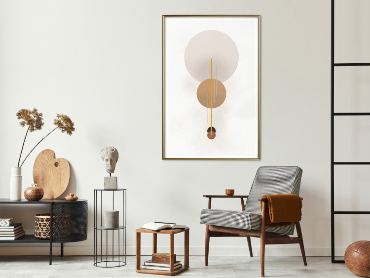 Wall Poster Spanish Guitar - simple geometric abstraction with circles and a light background 136534 additionalImage 3