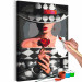 Paint by Number Kit Woman With Rose - Fashionable Character, Gray Background and Hat 144134 additionalThumb 4