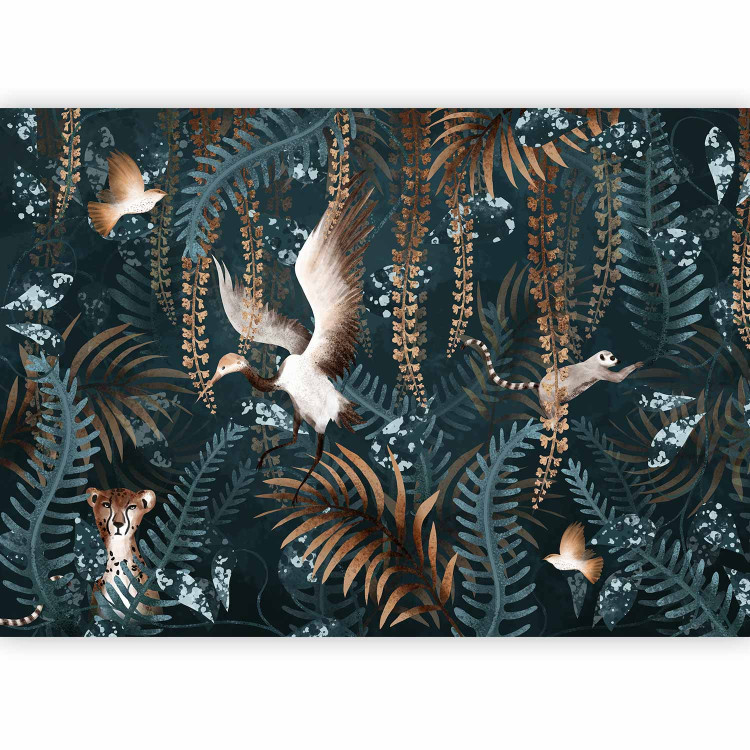 Wall Mural Tropical Jungle - Exotic Animals among the Leaves - Third Variant 146434 additionalImage 1
