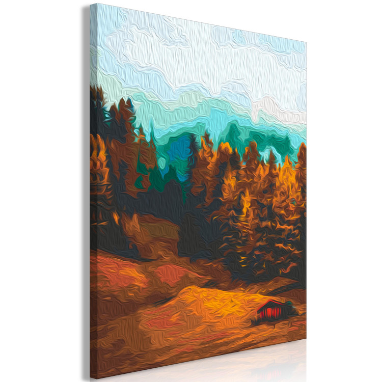 Paint by Number Kit Nostalgic Forest - Autumn Landscape with Mountains, Trees and a House 146534 additionalImage 6