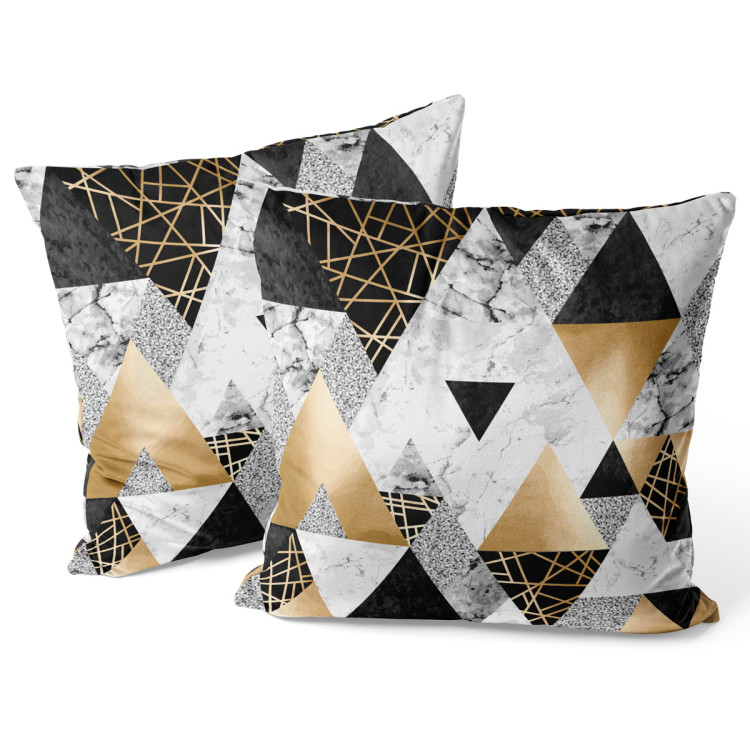Decorative Velor Pillow Elegenat geometry - a minimalist design with imitation marble and gold 147034 additionalImage 3