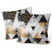 Decorative Velor Pillow Elegenat geometry - a minimalist design with imitation marble and gold 147034 additionalThumb 3