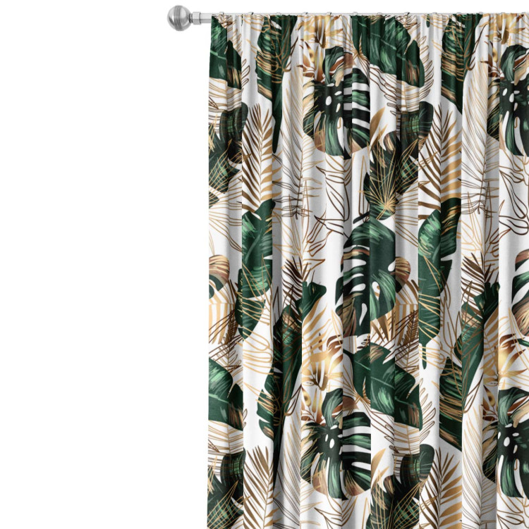 Decorative Curtain Elegance of leaves - composition in shades of green and gold 147234 additionalImage 4