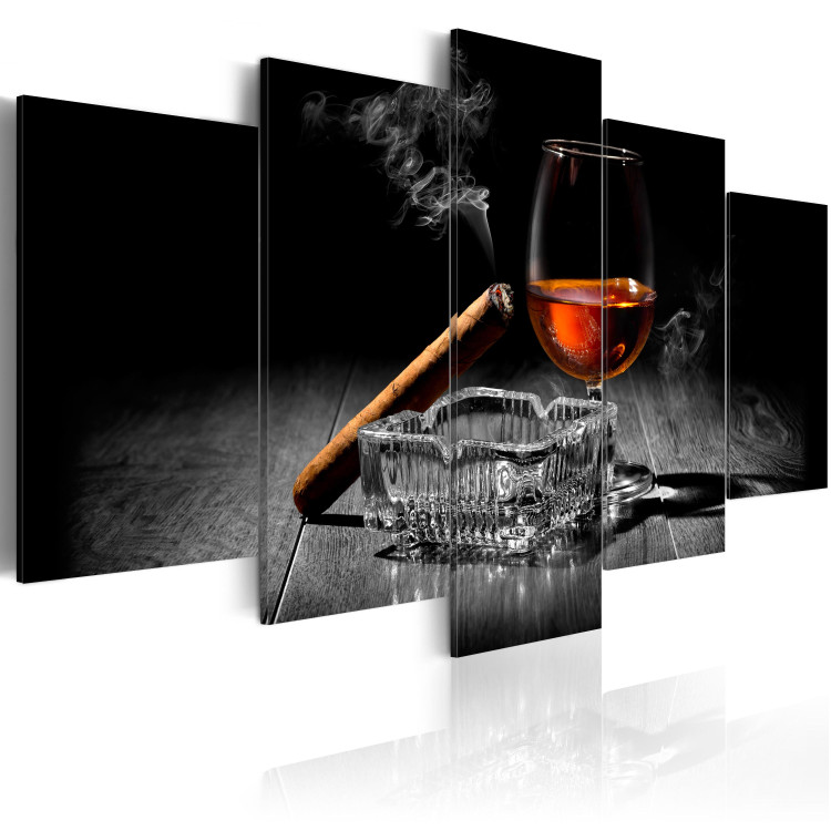Canvas Night Entertainment (5-piece) - alcohol and smoke on a vintage black background 149134 additionalImage 2