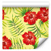 Wallpaper Fiery Hibiscus - Red Flowers and Green Leaves on a Yellow Background 150034 additionalThumb 1