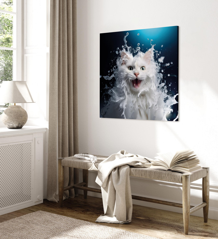 Canvas Art Print AI Norwegian Forest Cat - Wet Animal Fantasy Portrait - Square 150134 additionalImage 10