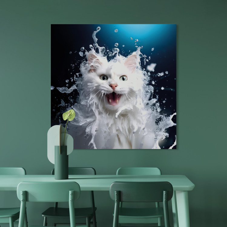 Canvas Art Print AI Norwegian Forest Cat - Wet Animal Fantasy Portrait - Square 150134 additionalImage 3
