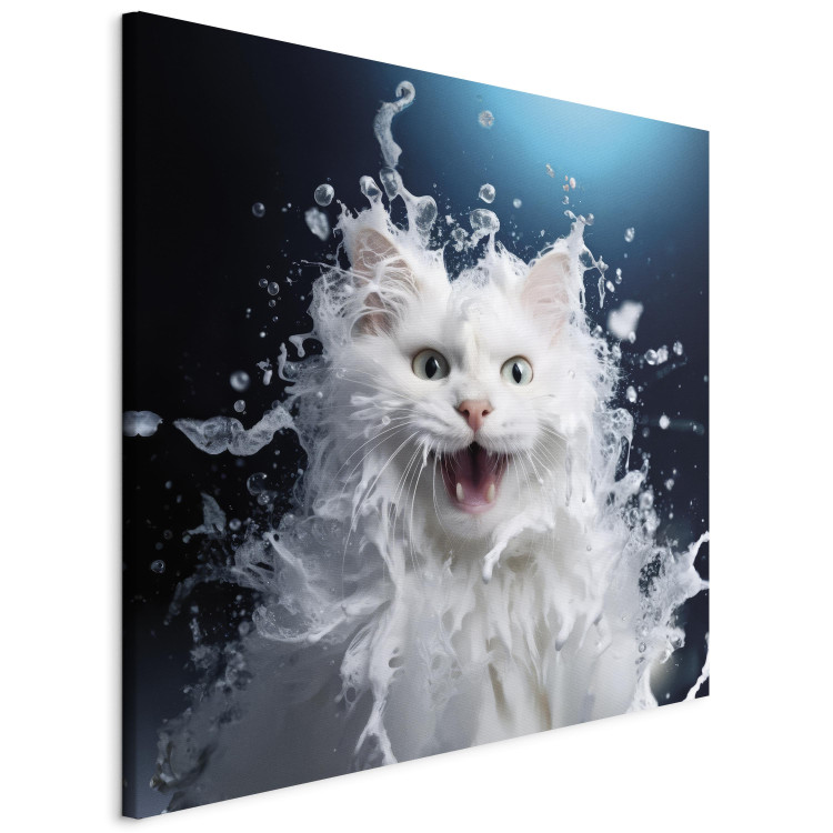 Canvas Art Print AI Norwegian Forest Cat - Wet Animal Fantasy Portrait - Square 150134 additionalImage 2