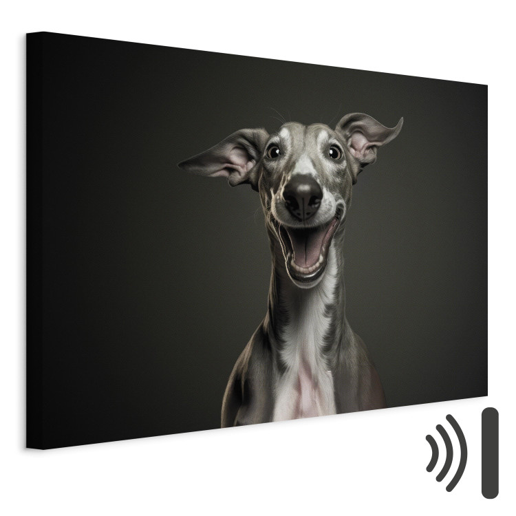 Canvas Art Print AI Greyhound Dog - Portrait of a Wide Smiling Animal - Horizontal 150234 additionalImage 8