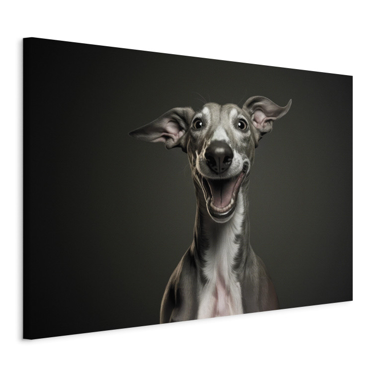 Canvas Art Print AI Greyhound Dog - Portrait of a Wide Smiling Animal - Horizontal 150234 additionalImage 2