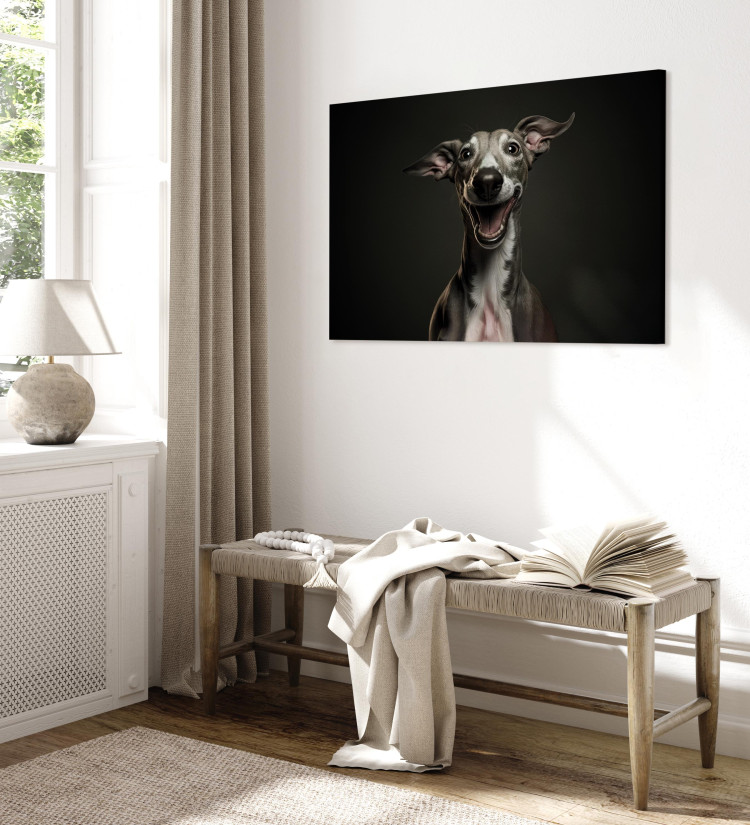 Canvas Art Print AI Greyhound Dog - Portrait of a Wide Smiling Animal - Horizontal 150234 additionalImage 4