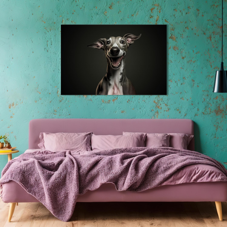 Canvas Art Print AI Greyhound Dog - Portrait of a Wide Smiling Animal - Horizontal 150234 additionalImage 5