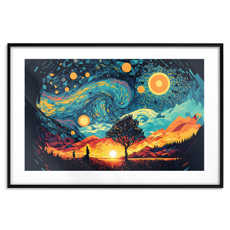 Poster Sunrise - A Vivid Landscape Inspired by the Works of Van Gogh 151134 additionalImage 25