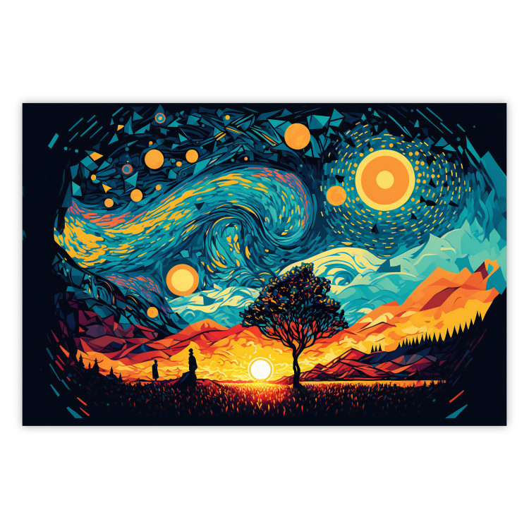 Poster Sunrise - A Vivid Landscape Inspired by the Works of Van Gogh 151134