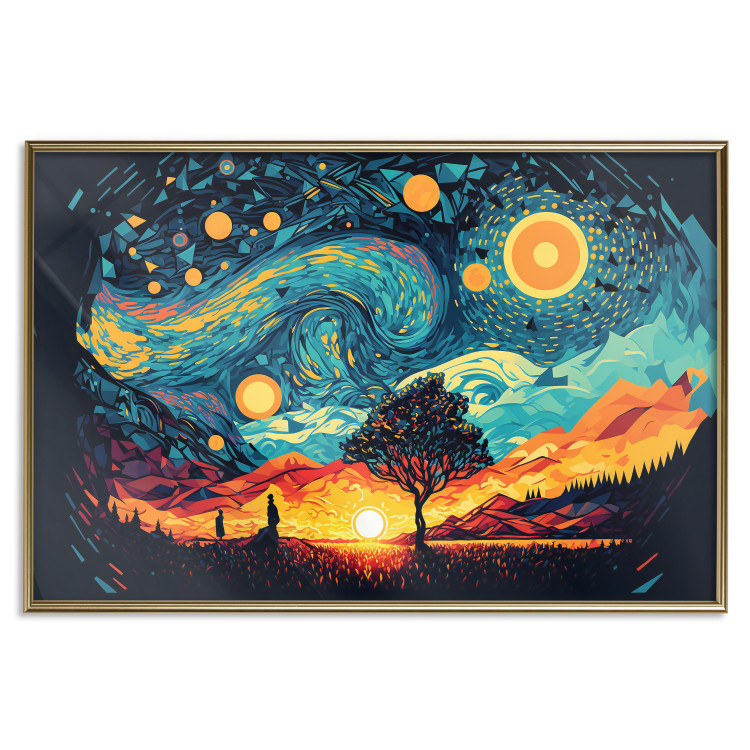 Poster Sunrise - A Vivid Landscape Inspired by the Works of Van Gogh 151134 additionalImage 18