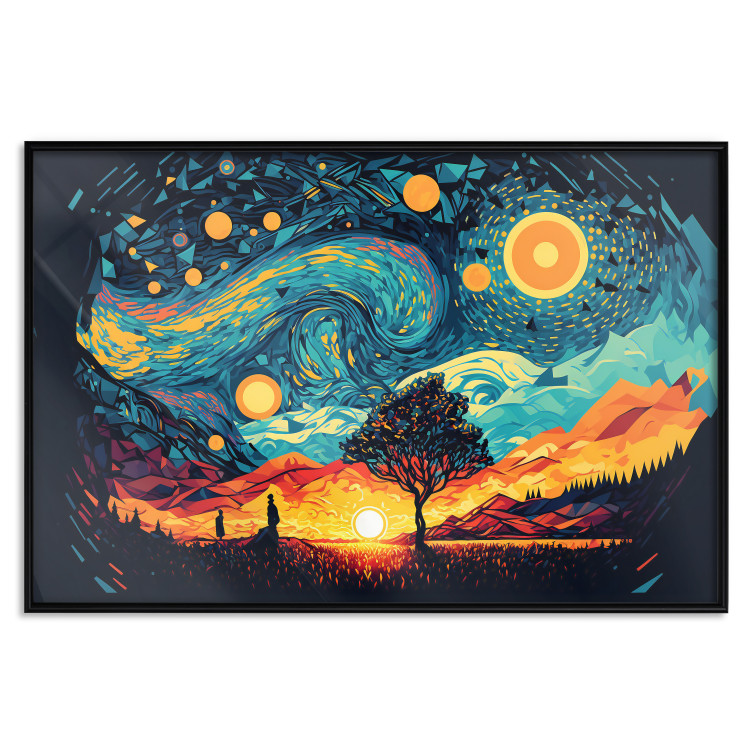 Poster Sunrise - A Vivid Landscape Inspired by the Works of Van Gogh 151134 additionalImage 22