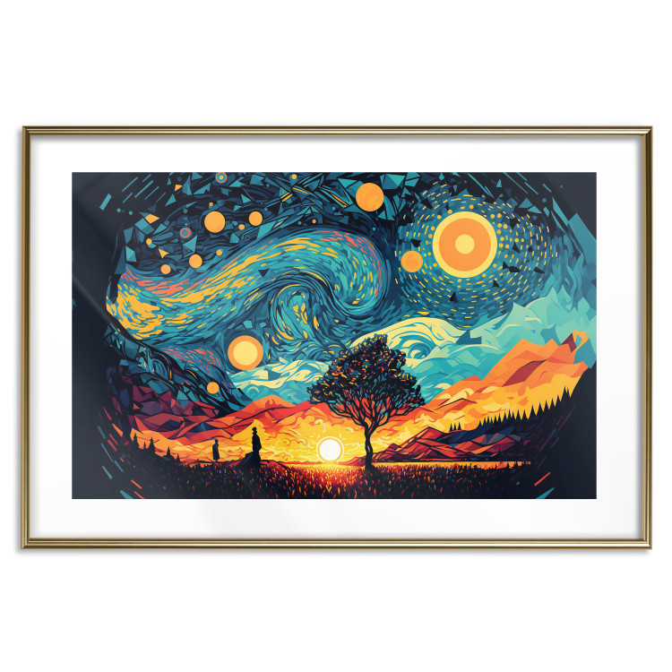Poster Sunrise - A Vivid Landscape Inspired by the Works of Van Gogh 151134 additionalImage 24