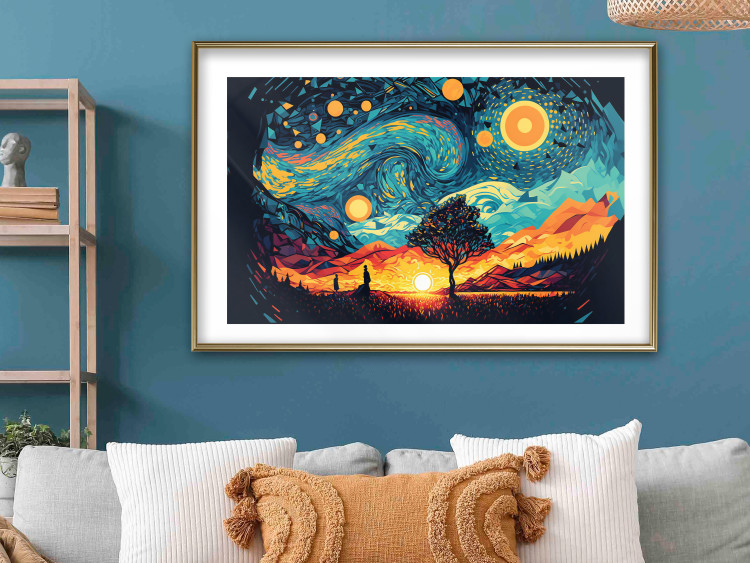 Poster Sunrise - A Vivid Landscape Inspired by the Works of Van Gogh 151134 additionalImage 12