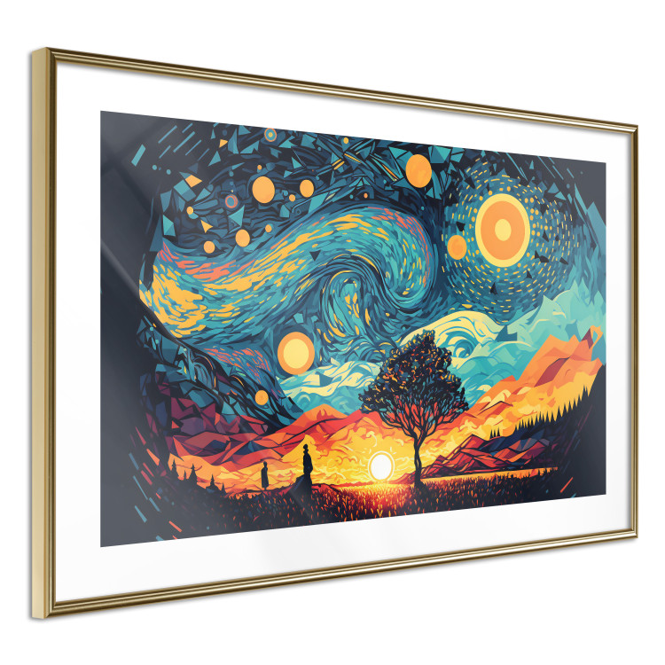 Poster Sunrise - A Vivid Landscape Inspired by the Works of Van Gogh 151134 additionalImage 3