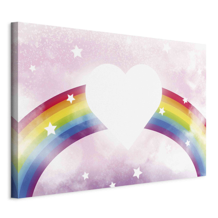 Large canvas print Shining Heart - Pink Composition for Girls on a Rainbow Background [Large Format] 151234 additionalImage 2