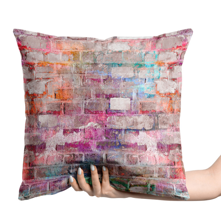 Decorative Velor Pillow Paint on the Brickwork - A Colorful Composition With a Brick Wall 151334 additionalImage 2