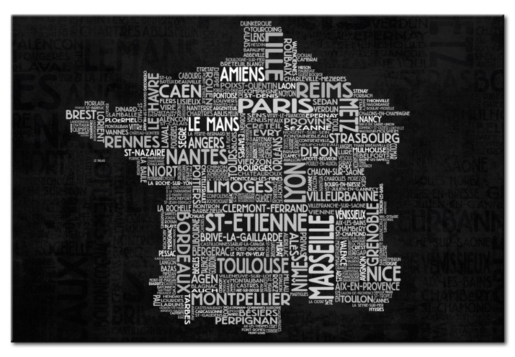 Canvas Text map of France on the blackboard 55334
