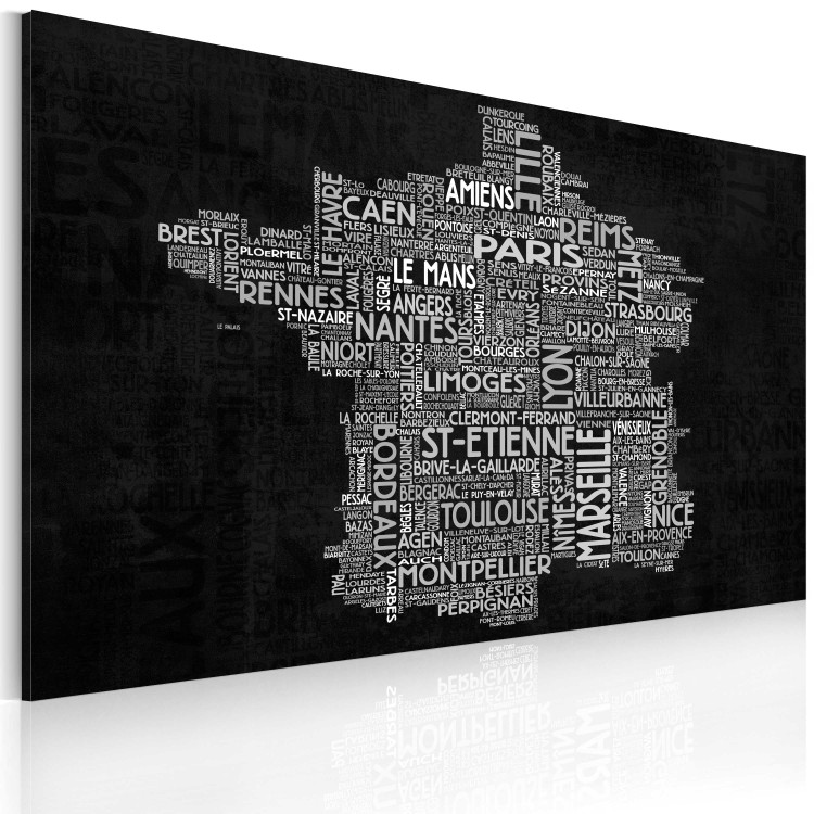 Canvas Text map of France on the blackboard 55334 additionalImage 2