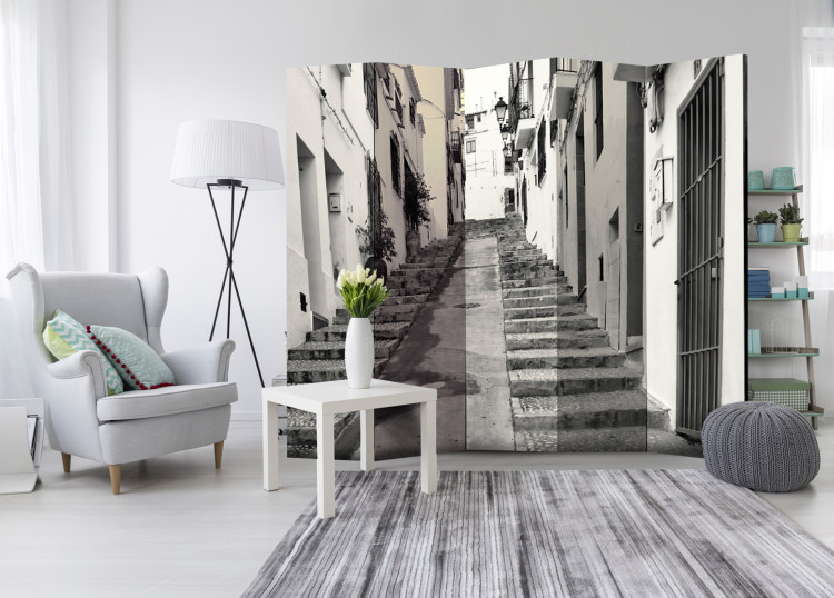 Room Divider Screen Old Town in Altea II - black and white city architecture in Europe 95634 additionalImage 4