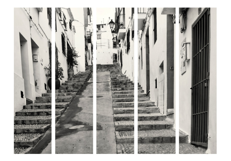 Room Divider Screen Old Town in Altea II - black and white city architecture in Europe 95634 additionalImage 3