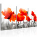 Canvas Meadow Full of Poppies (3-part) - Romantic Flowers in Nature's Grayscale 95934 additionalThumb 2