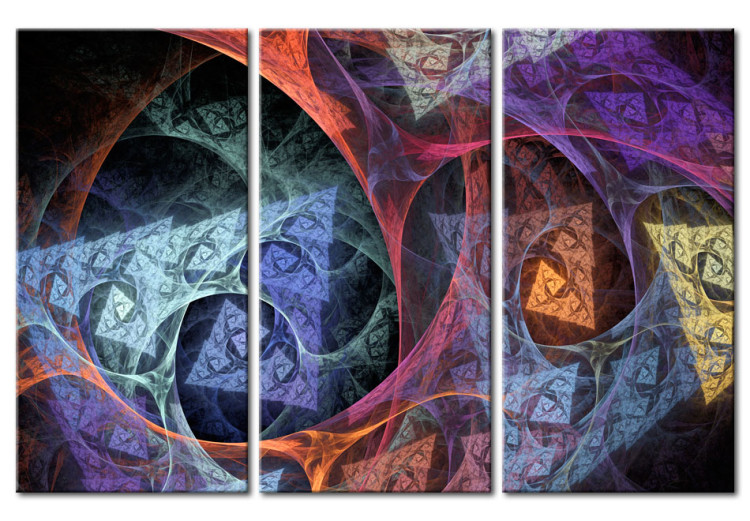 Canvas Abstraction in Mysterious Tones - Colorful Figures on Dark Background 97634