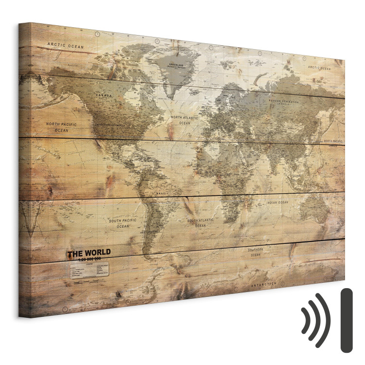 Canvas World Map: Planks (1-piece) - Continents on Wooden Texture 98534 additionalImage 8